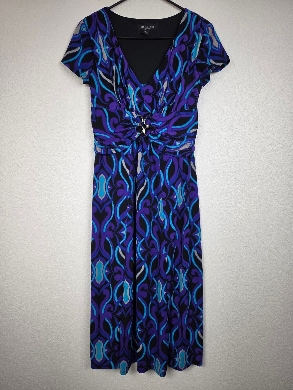 Perceptions New York Women's Purple Blue Midi Dress Size 8